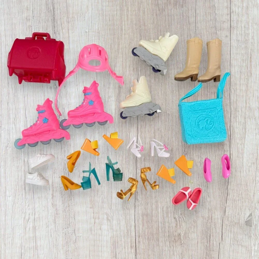 Barbie Shoes Accessories Lot Bags Roller Skates Boots Heels Fashion Doll Mix